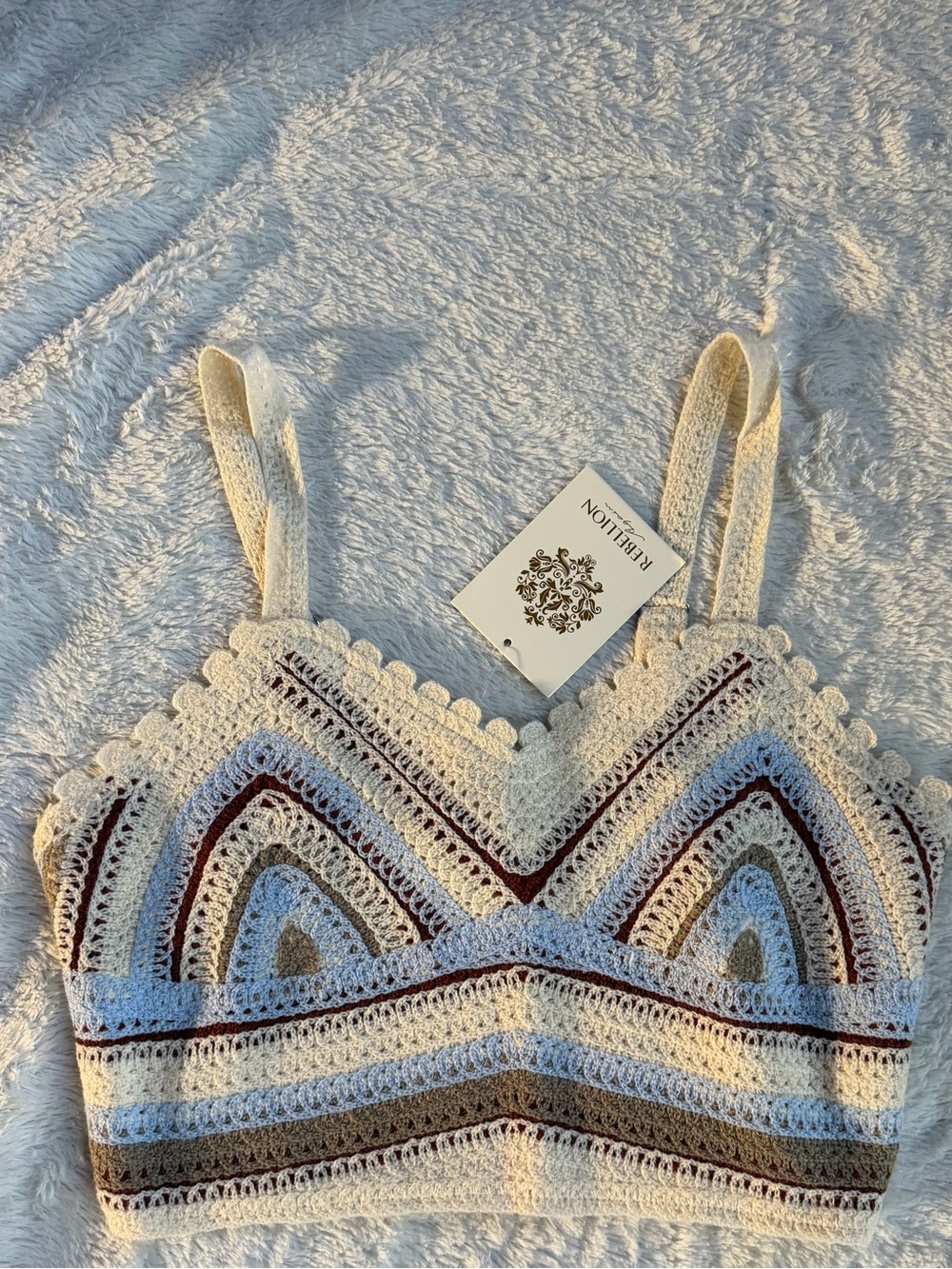 NWT Rebellion Again Crochet Cropped Top